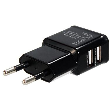 Универсальное зарядное устройство Orient PU-2402, USB от электросети, два выхода USB, 5В / 2.1A, чер
