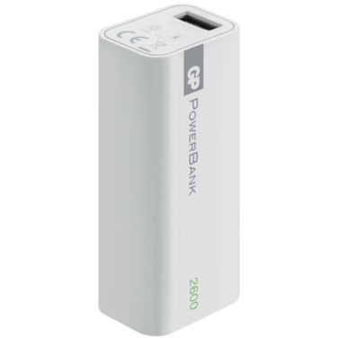 Мобильный аккумулятор GP PowerBank 1C02AWE 2600mAh, белый, Li-Ion, 1A, 1xUSB