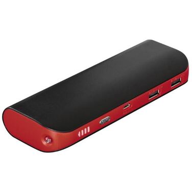 Мобильный аккумулятор Hama Pipe 10400mAh, черный/красный, 2.1A+1A (137486)