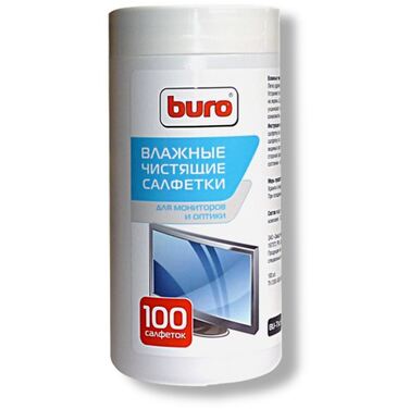 Туба с чистящими салфетками BURO, для мониторов и оптики, 100 шт (BU-Tscrl)